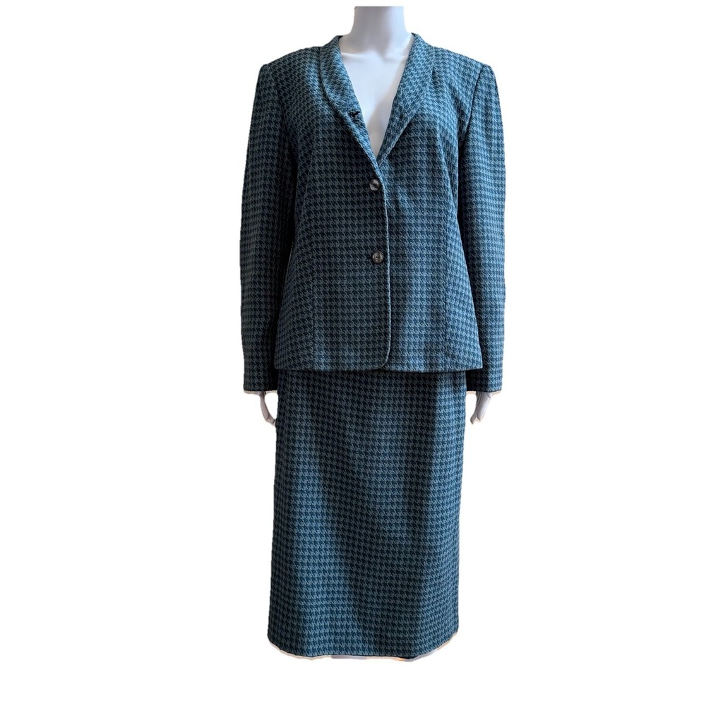 Womens Anna‎ Carole 16 2pc Lined Business Suit Skirt Blazer 100% Silk